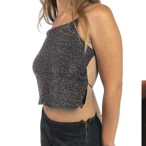 URKO glitter sparkling cross tie-back backless cami top XS
